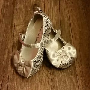 Silver Dress Toddler Shoes with Bows